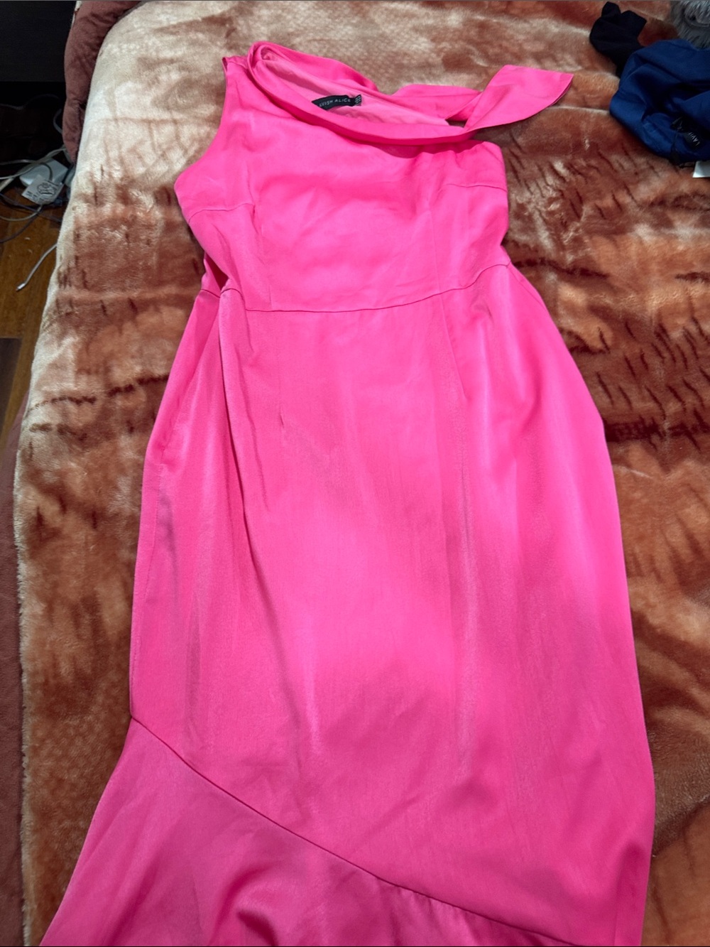 Lavish Alice Hot Pink One-Shoulder Midi Dress